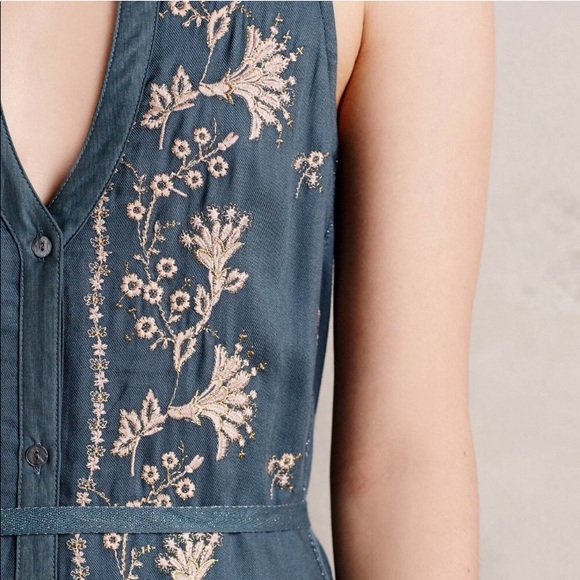 TINY Anthropologie Embroidered Shirt Dress Small - Picture 3 of 11
